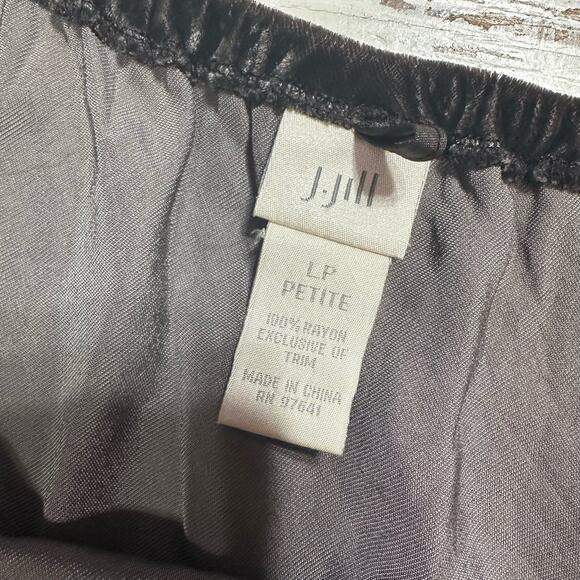 J. Jill Dark Chocolate Brown Crushed Velvet Beaded Skirt Size Large Petite LP - Picture 3 of 6